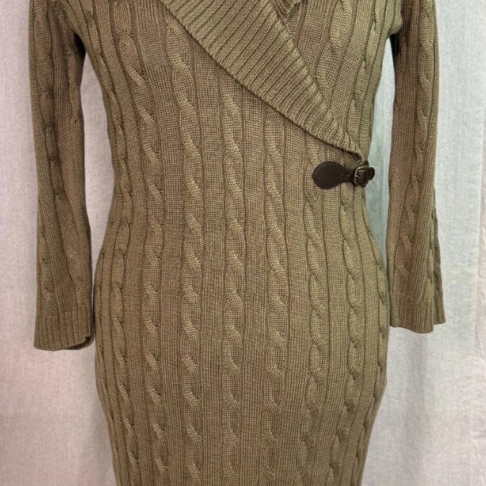 Calvin Klein Olive Cable Knit Dress